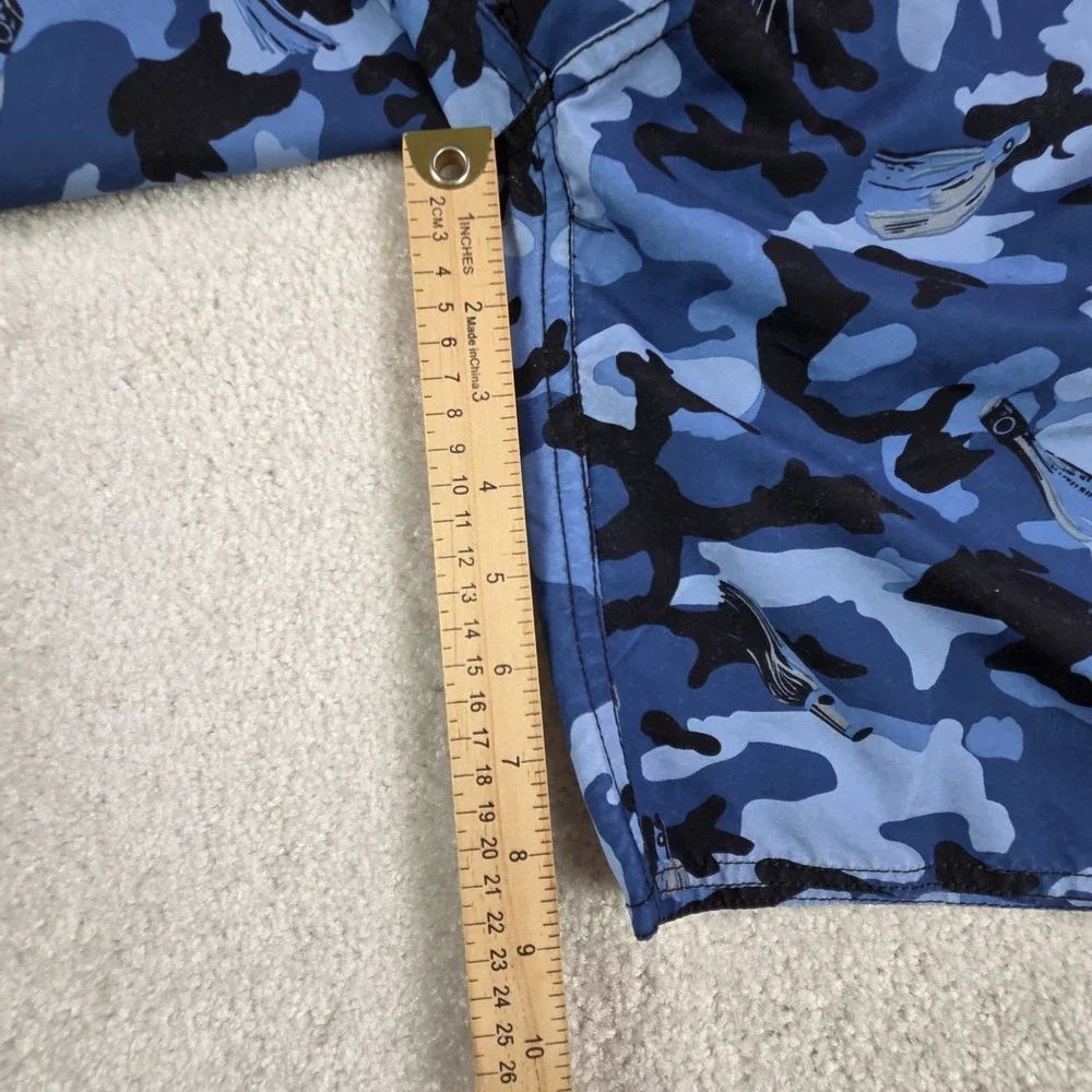 AFTCO Bluewater Board Shorts‎ Mens 38 Blue Camo UPF 50 Stretch Fishing Quick Dry